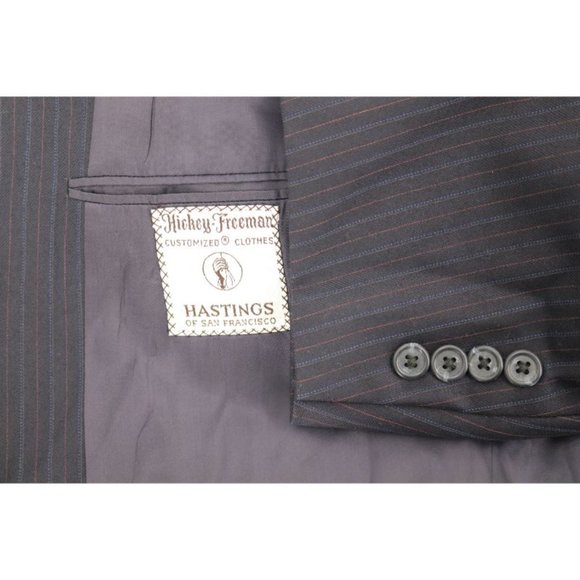 Hickey Freeman Sport Coat Navy Striped Men's 46-48 - Picture 12 of 15